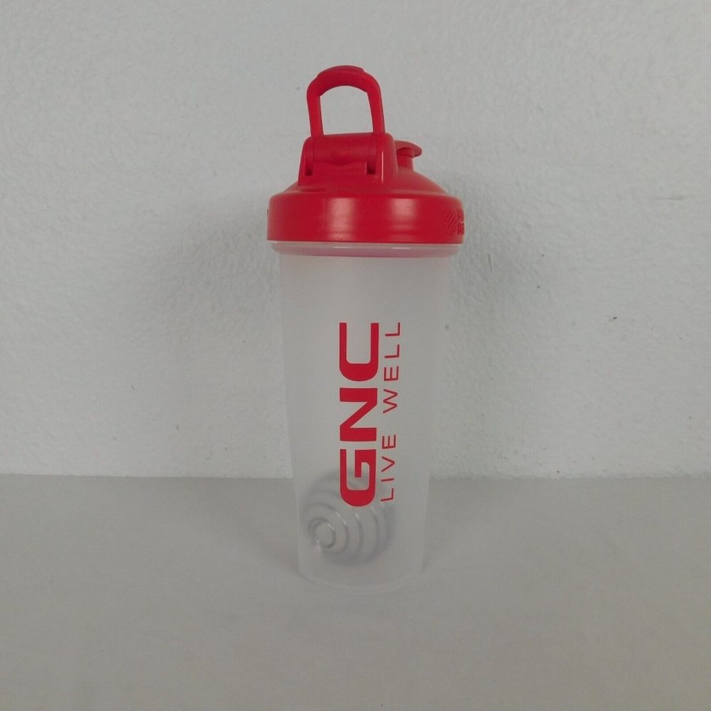 GNC Red Live Well Blender Bottle Classic 20 ounce BPA free Metal Loop Mixer